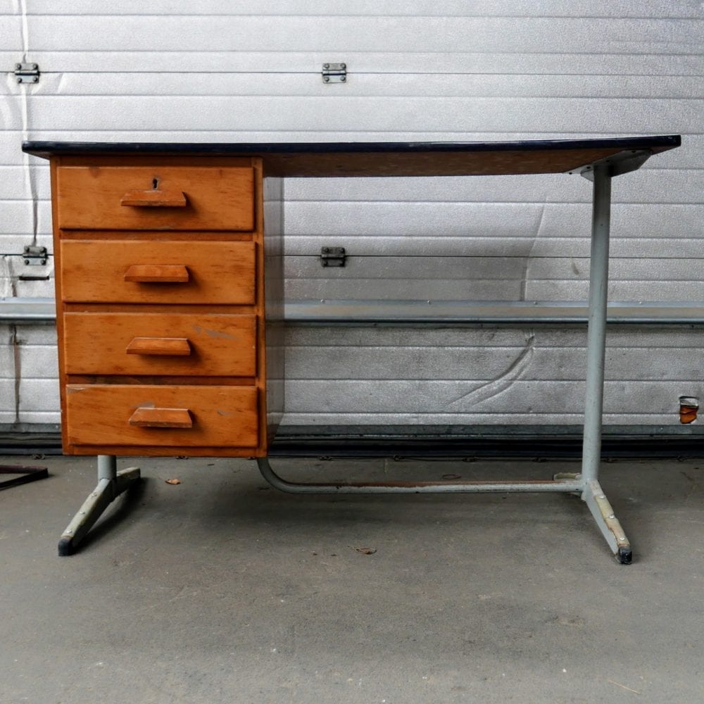 Bureau metaal houten lades