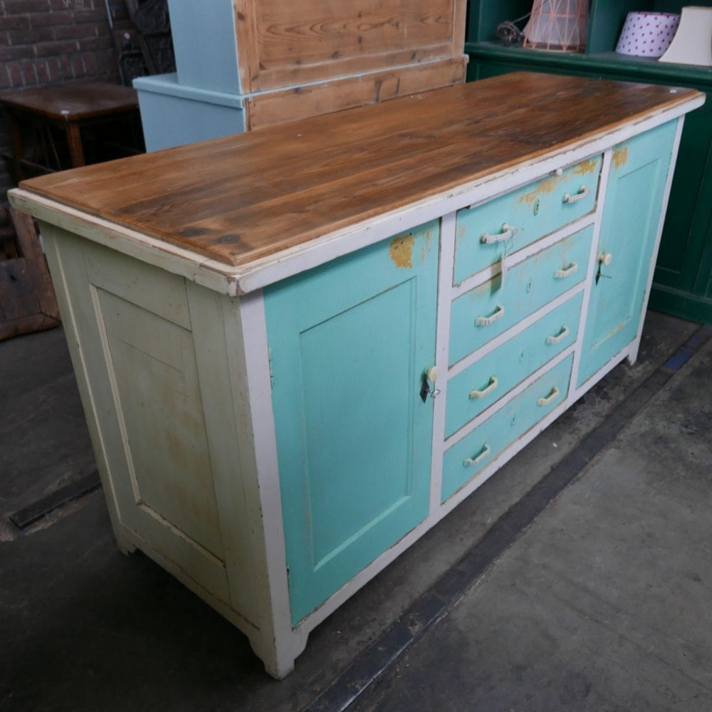 Mint-wit houten dressoir