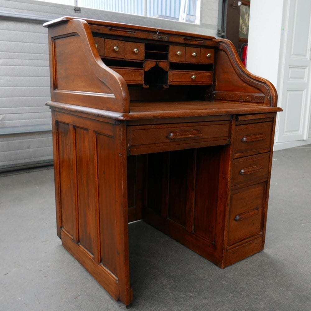 houten secretaire met rolklep