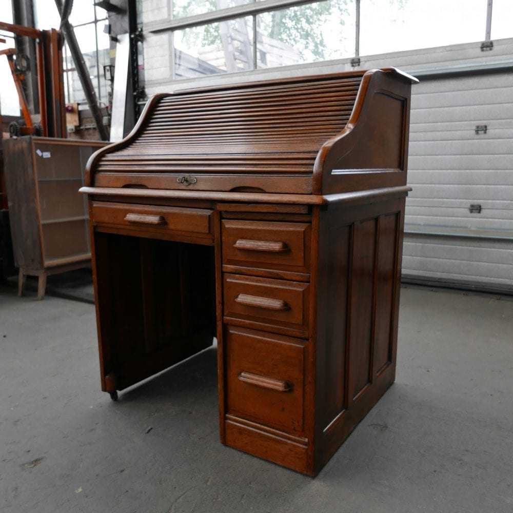 houten secretaire met rolklep