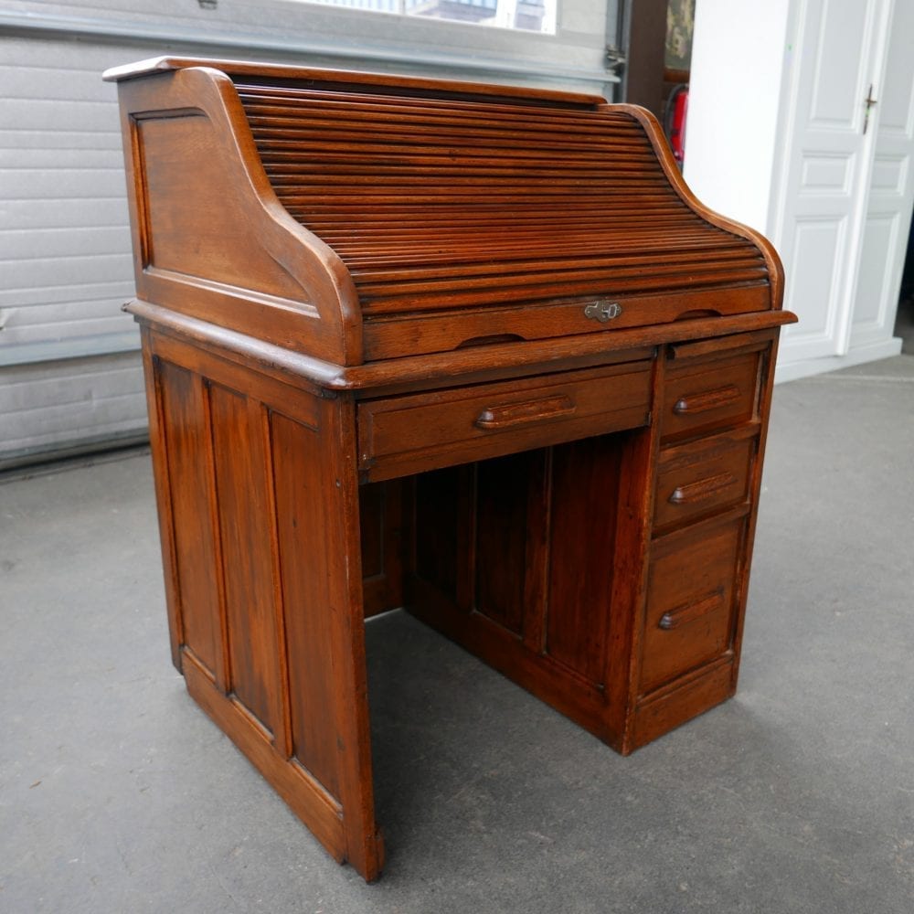 houten secretaire met rolklep