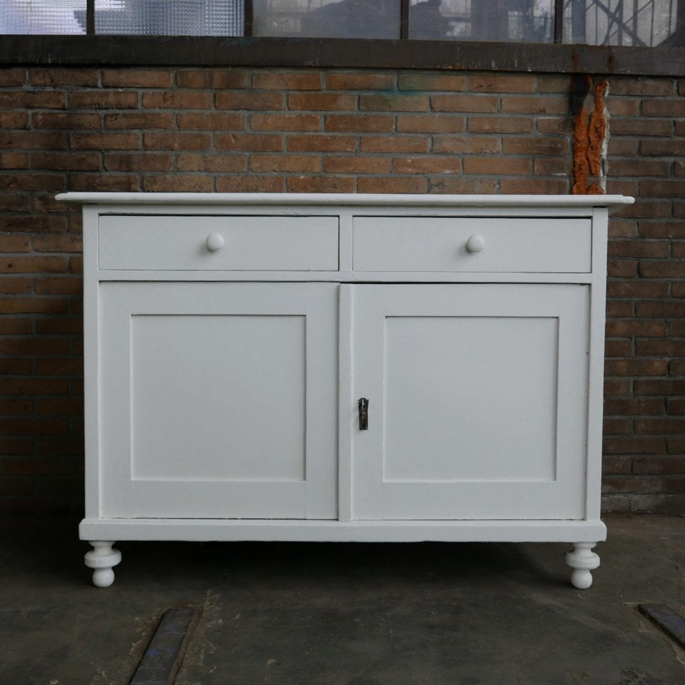 witte houten brocante commode