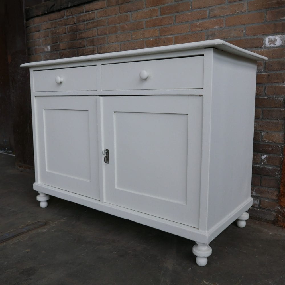 witte houten brocante commode