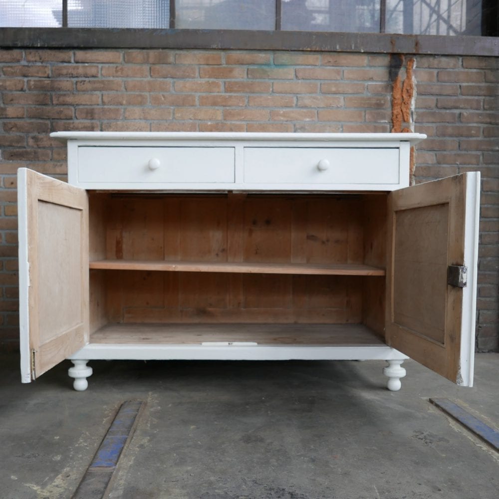 witte houten brocante commode