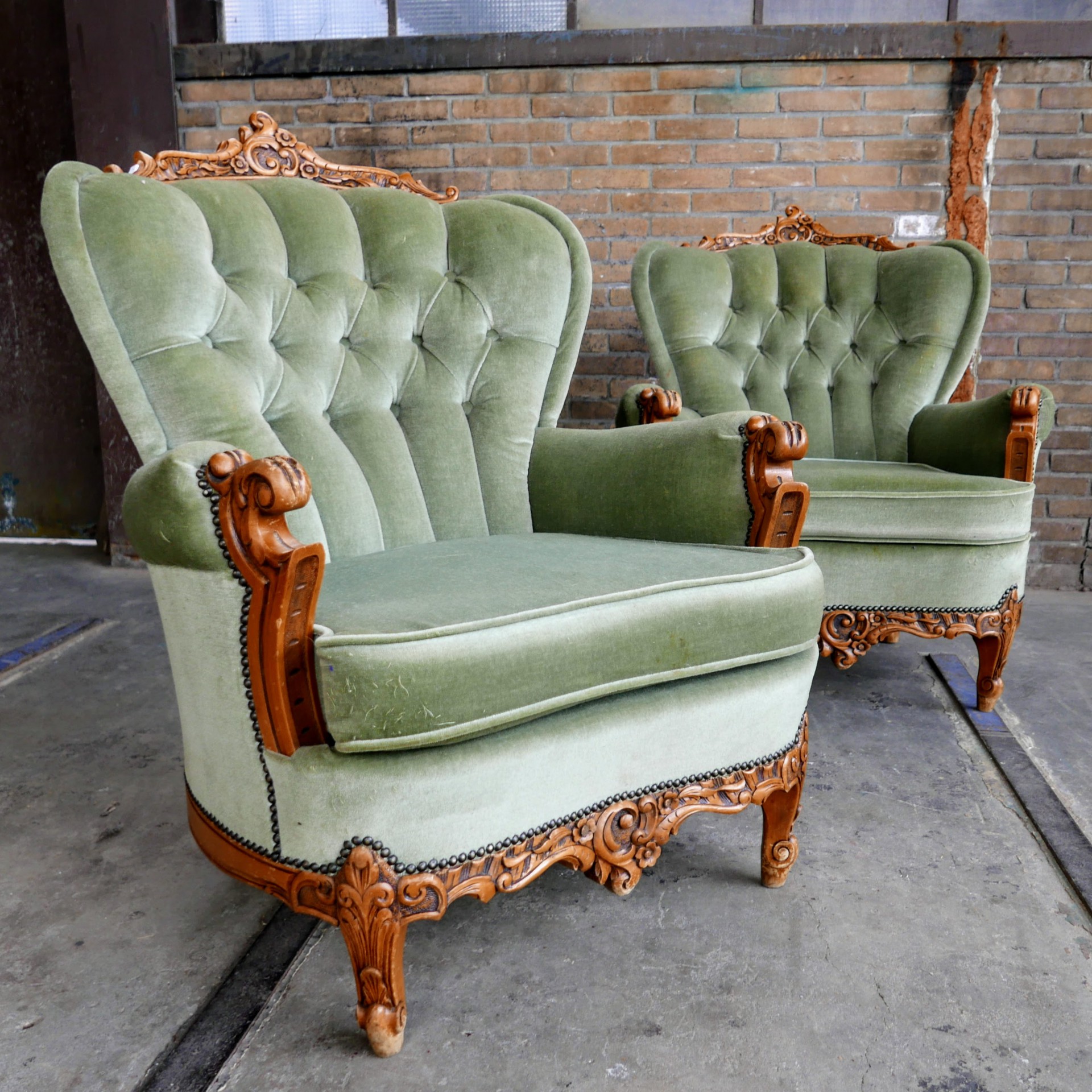 Dodelijk Monument eigendom Groene barok fauteuil » Van Dijk & Ko