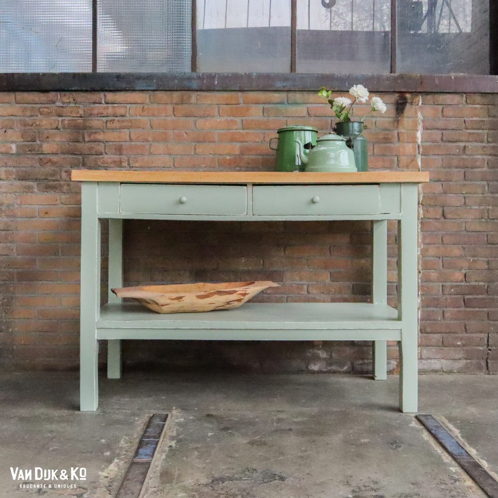 Brocante werktafel met lades