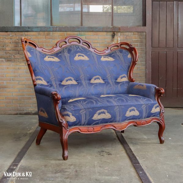 Brocante blauwe loveseat