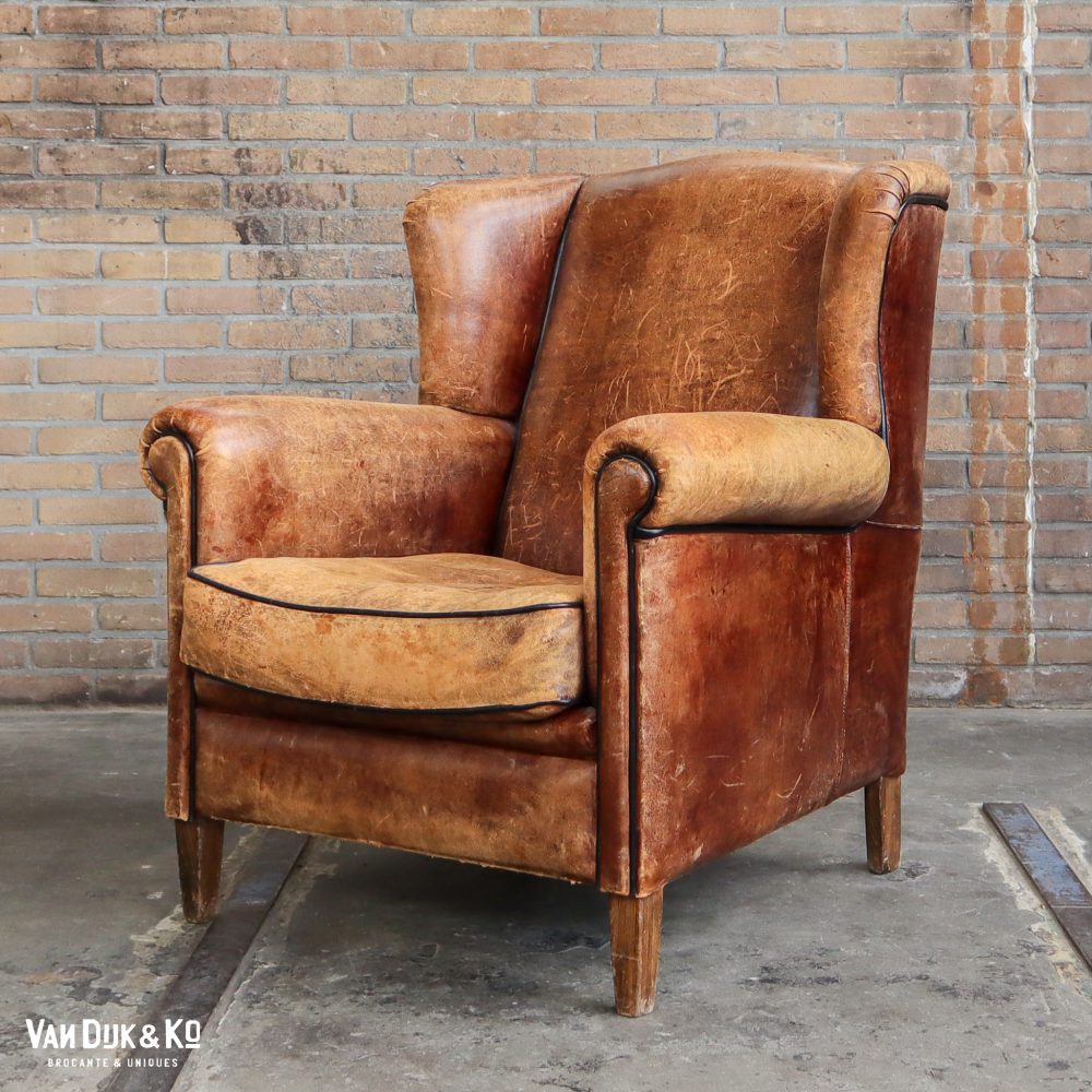 Schaapsleren vintage fauteuil