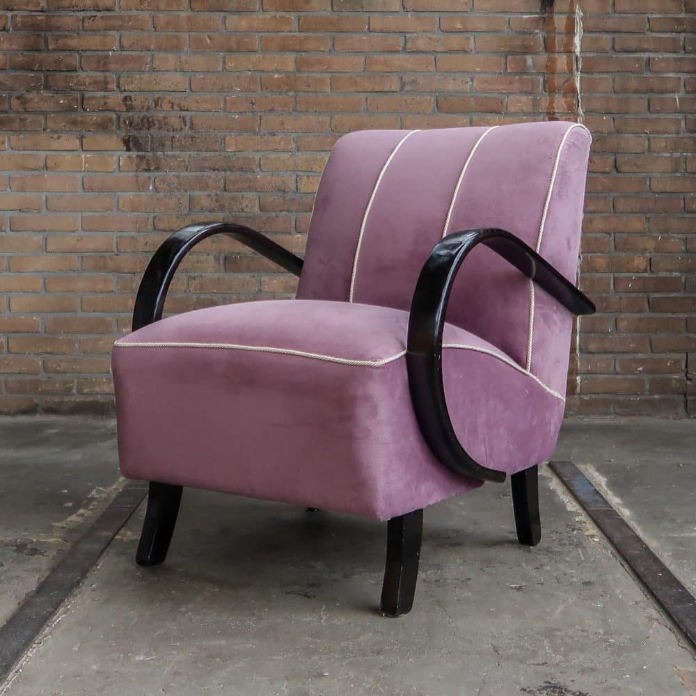 Vintage roze fauteuil - Halabala